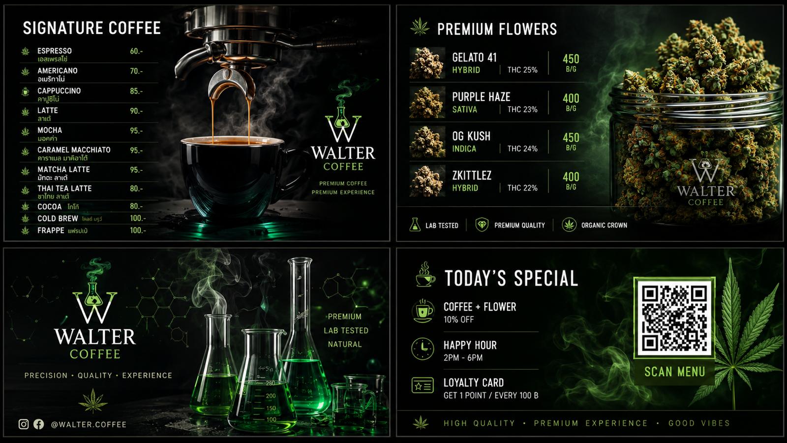 Walter's Coffeeweed decor and menu